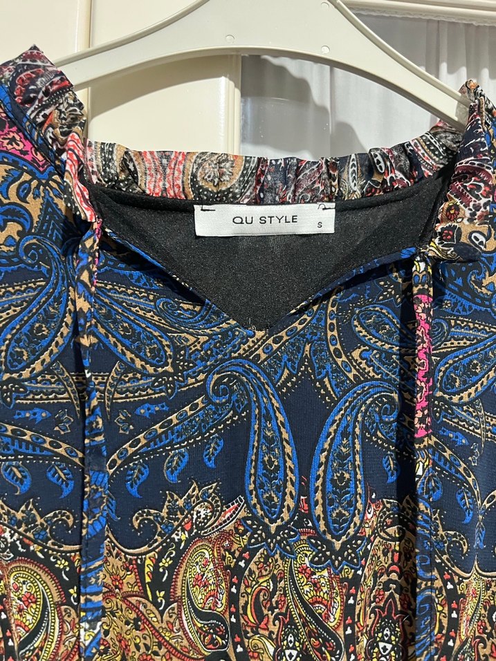 Uzun Kollu Bohem Desenli Mini Elbise - Görsel 5