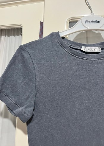 Gri Kısa Kollu Midi Basic Elbise - Görsel 2