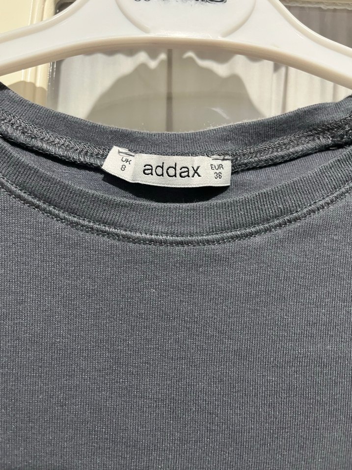 Gri Kısa Kollu Midi Basic Elbise - Görsel 4