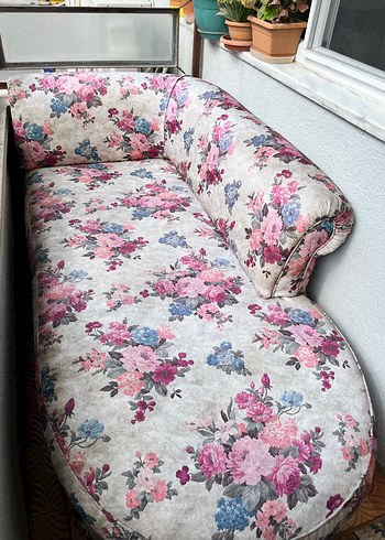 Beden Vintage Tarzı Pembe Çiçek Desenli Kanepe Kılıfı