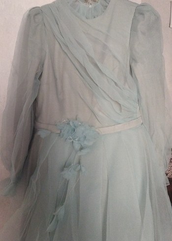 Uzun Mavi Vintage Bohem Kadın Elbise - Görsel 3