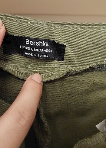 40 Beden haki Renk Kemerli Haki Kadın Kumaş Pantolon