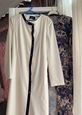 Düğmeli Beyaz Uzun Hamile tuniği - Görsel 2