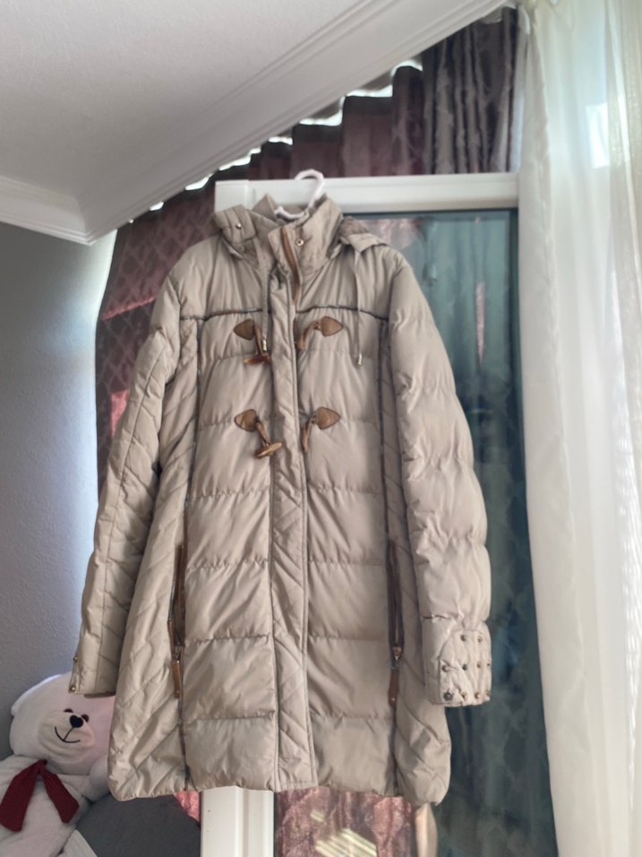 Bej Düğmeli Midi Kadın Kışlık Mont - Görsel 2