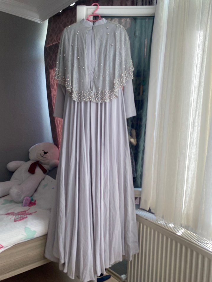 Gri gece elbises - Görsel 4