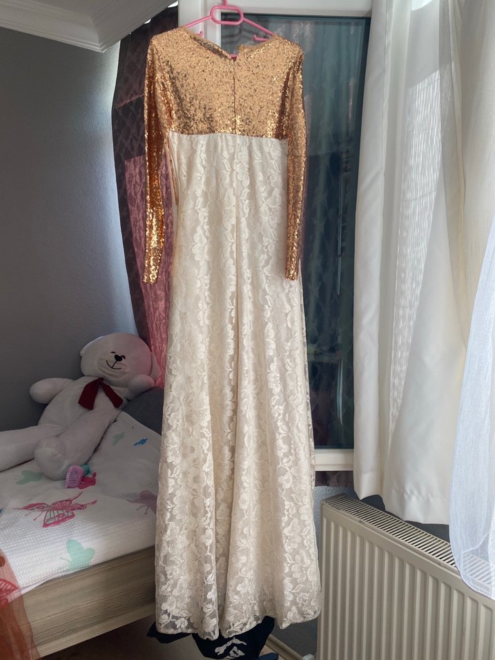 Dantel Detaylı Uzun Abiye Elbise - Görsel 4