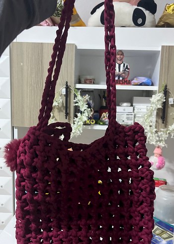 Bordo Örgü Kadın Çanta - Görsel 2