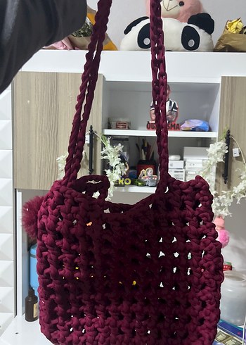 Bordo Örgü Kadın Çanta - Görsel 3