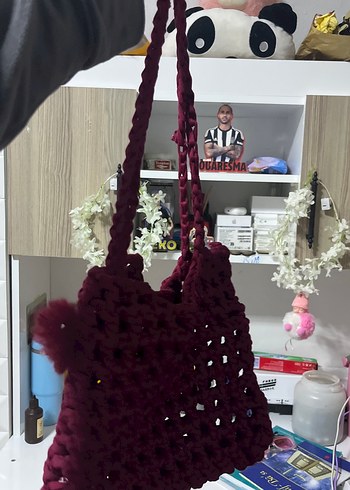 Bordo Örgü Kadın Çanta - Görsel 4