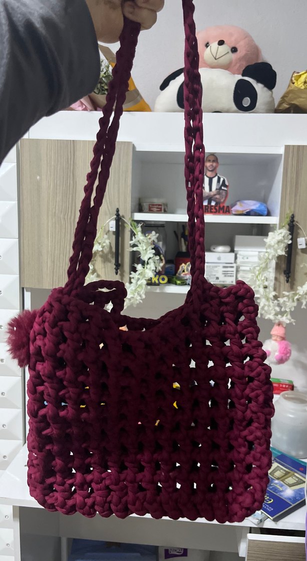 Bordo Örgü Kadın Çanta - Görsel 2