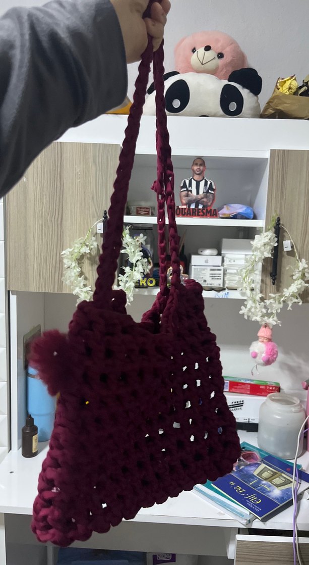 Bordo Örgü Kadın Çanta - Görsel 4