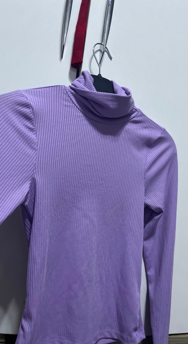Mor Balıkçı Yaka Uzun Kollu Triko - Görsel 4
