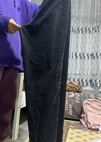 Kadın Siyah Uzun Salaş Dökümlü pijama - Görsel 3