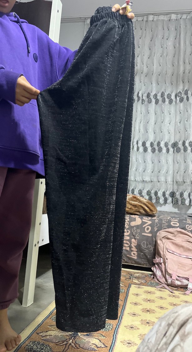 Kadın Siyah Uzun Salaş Dökümlü pijama - Görsel 3