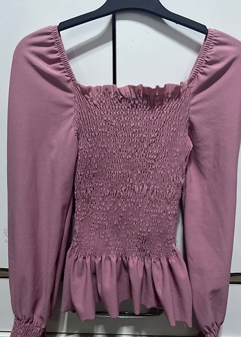 Pudra Renk Straplez Uzun Kollu Bluz - Görsel 4