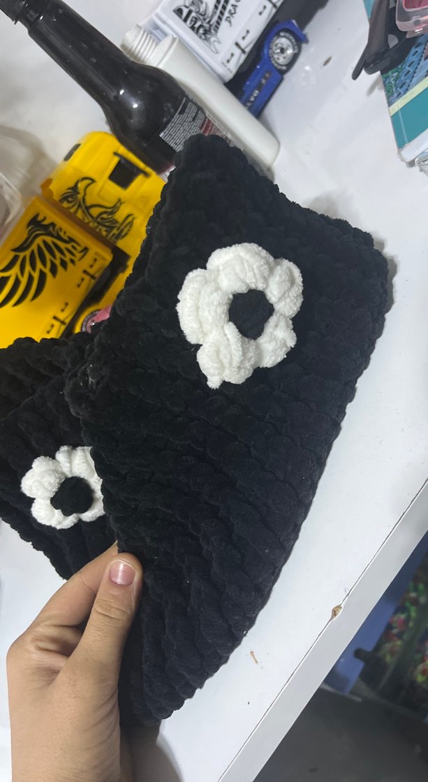 Nakışlı Siyah Örgü Kadın Terlik - Görsel 4