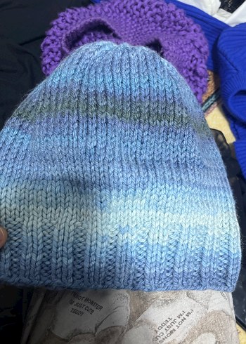 Mavi Örme Kadın Bere - Görsel 3