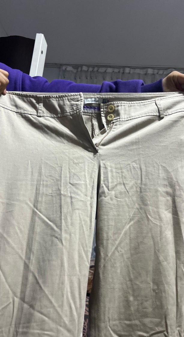 Gri Düğmeli Keten Kadın Pantolon - Görsel 2