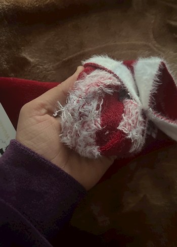 Bordo Nakışlı Kız Çorabı - Görsel 3