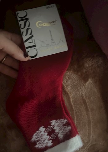 Bordo Nakışlı Kız Çorabı - Görsel 4