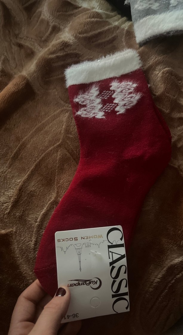 Bordo Nakışlı Kız Çorabı - Görsel 2