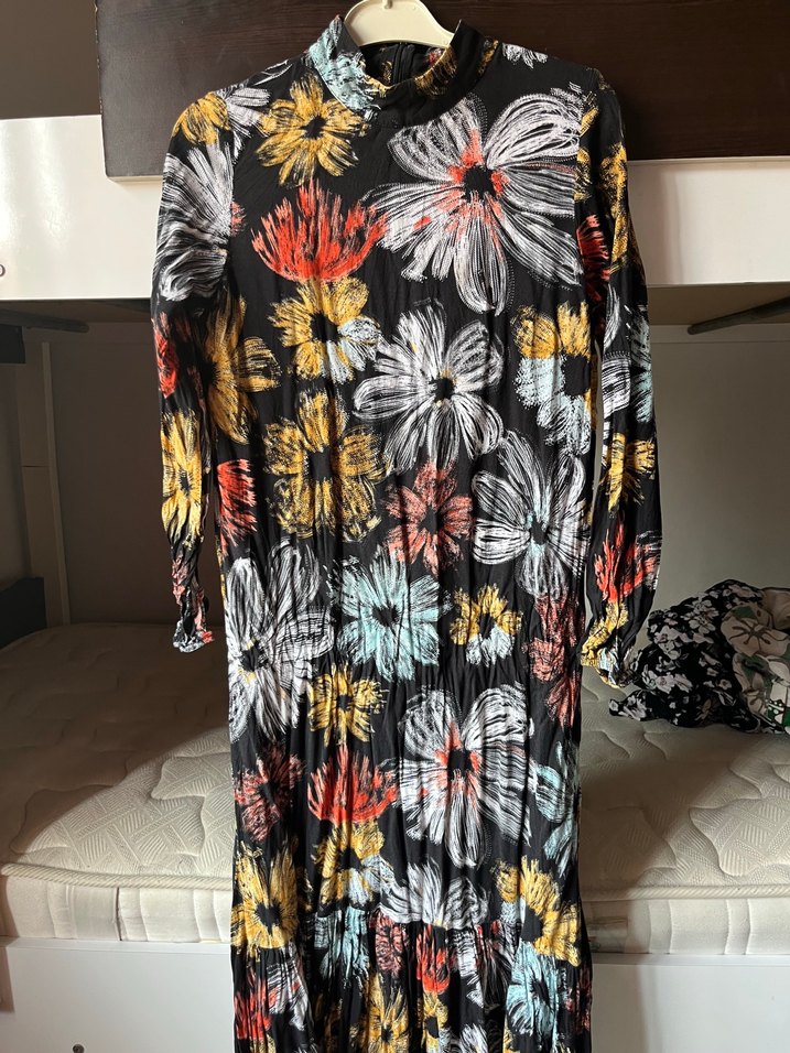 Çiçek Desenli Uzun Bohem Elbise - Görsel 3