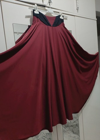 2K Bordo Uzun Drapeli Gotik Etek