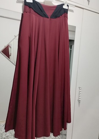 m Beden Bordo Uzun Drapeli Gotik Etek