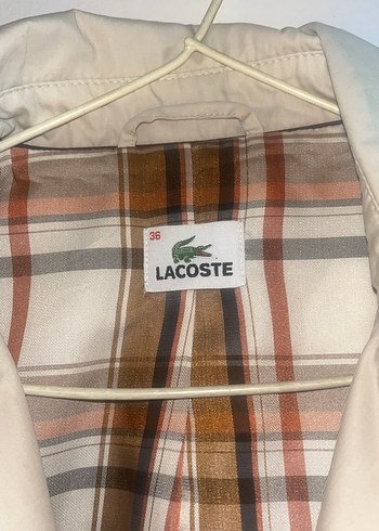 Lacoste Bej Midi Trençkot, Düğmeli, Uzun Kollu
