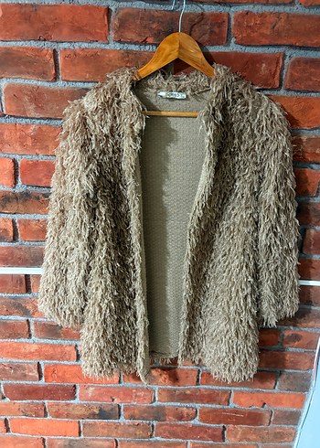 Bej Kadın Midi Boy Yumuşak Tüylü Kaban - Görsel 2