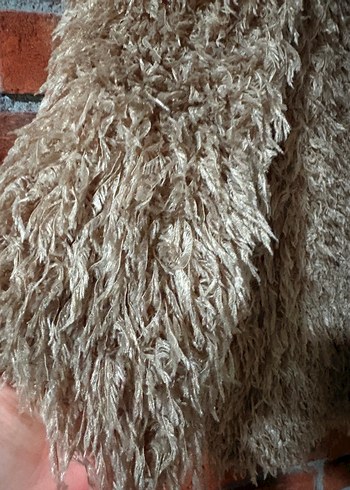 Bej Kadın Midi Boy Yumuşak Tüylü Kaban - Görsel 4