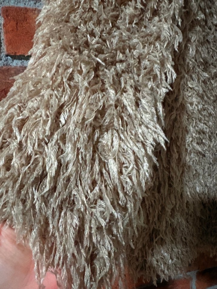 Bej Kadın Midi Boy Yumuşak Tüylü Kaban - Görsel 4