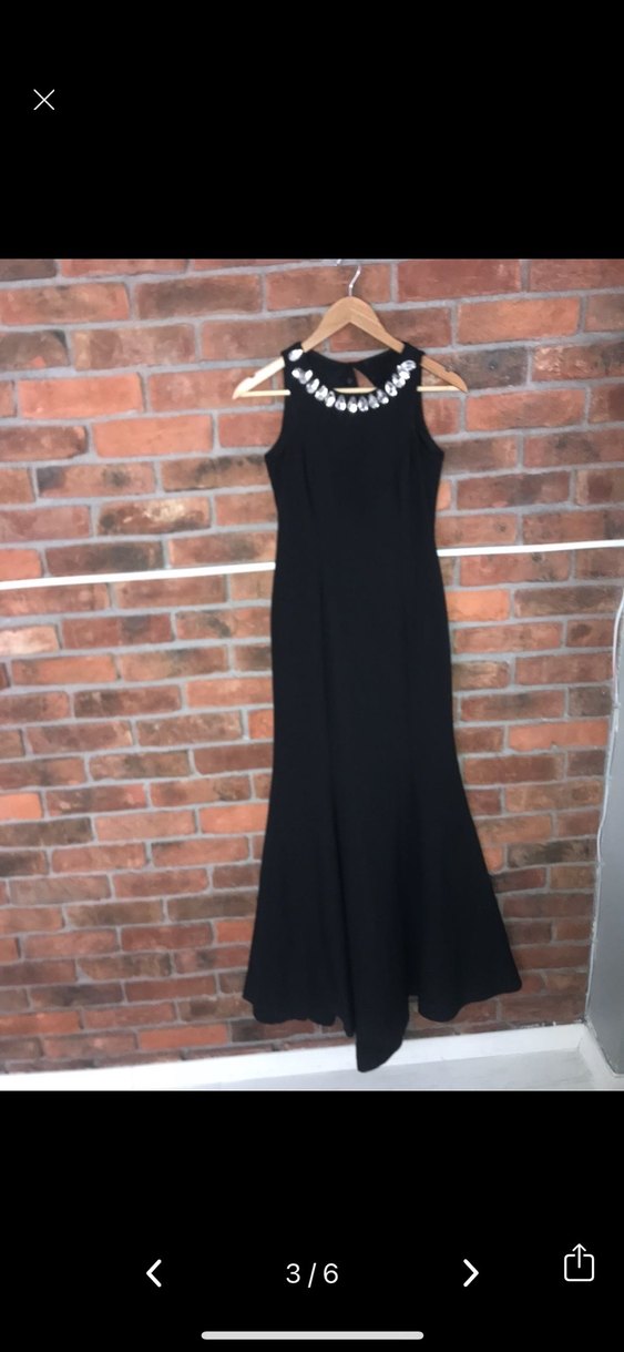 Boncuk İşlemeli Siyah Uzun Abiye Elbise - Görsel 2