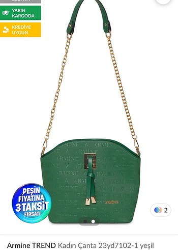 Zincir Detaylı Yeşil Deri Kadın Çanta - Görsel 2