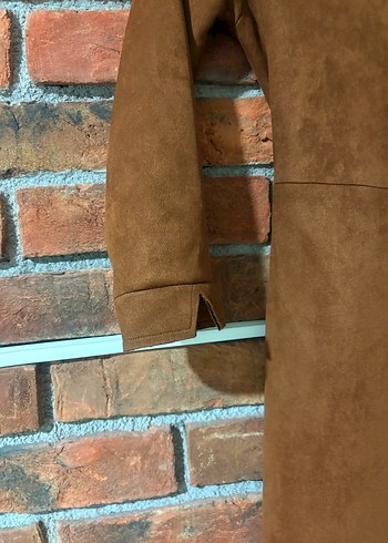 Kahverengi Süet Kemerli Kadın Trençkot - Görsel 5