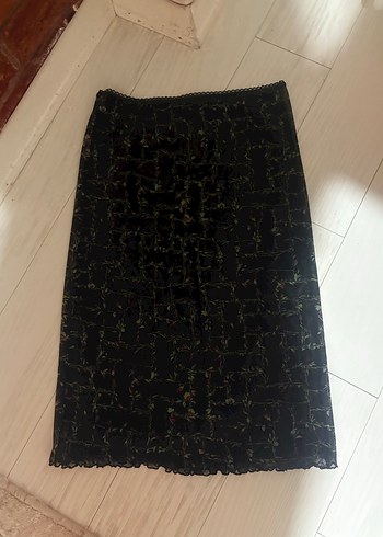 Şeffaf Desenli Siyah Uzun Gotik Etek - Görsel 2