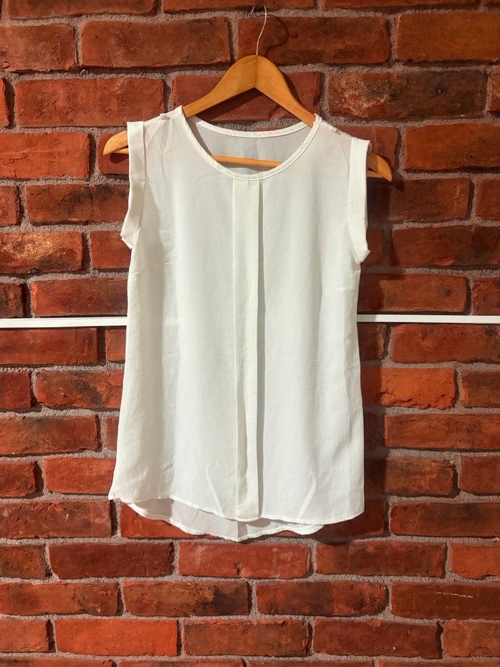 Beyaz Kolsuz Midi Bluz - Görsel 2