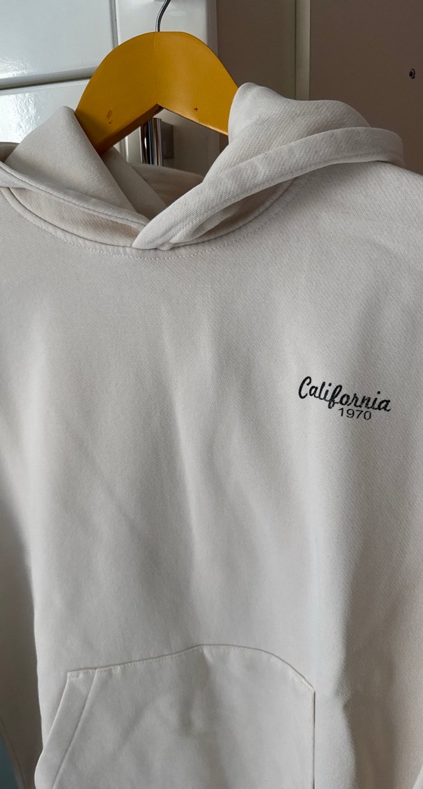 Kadın Beyaz Kapüşonlu Sweatshirt California Baskılı - Görsel 4