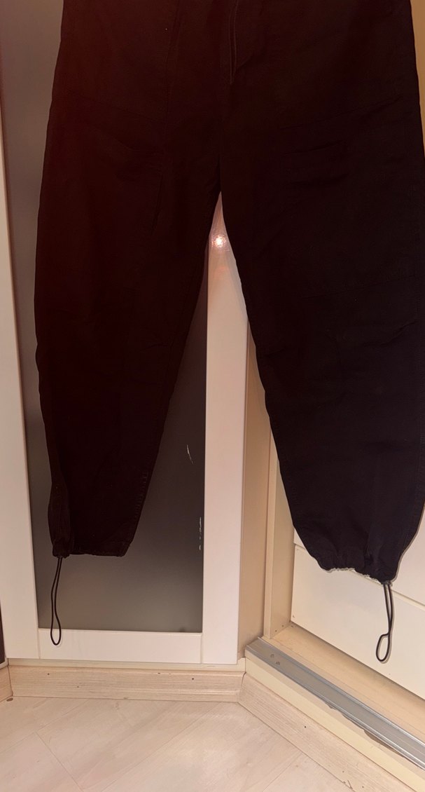 Siyah Rahat Kesim Keten Erkek Pantolon - Görsel 5