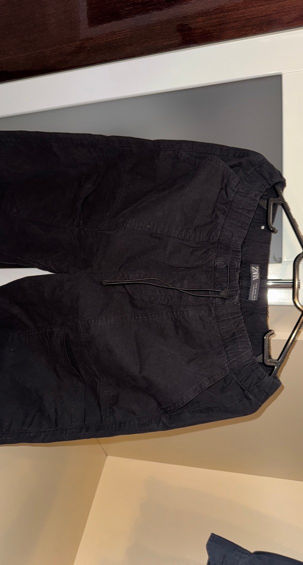 Siyah Rahat Kesim Keten Erkek Pantolon - Görsel 4