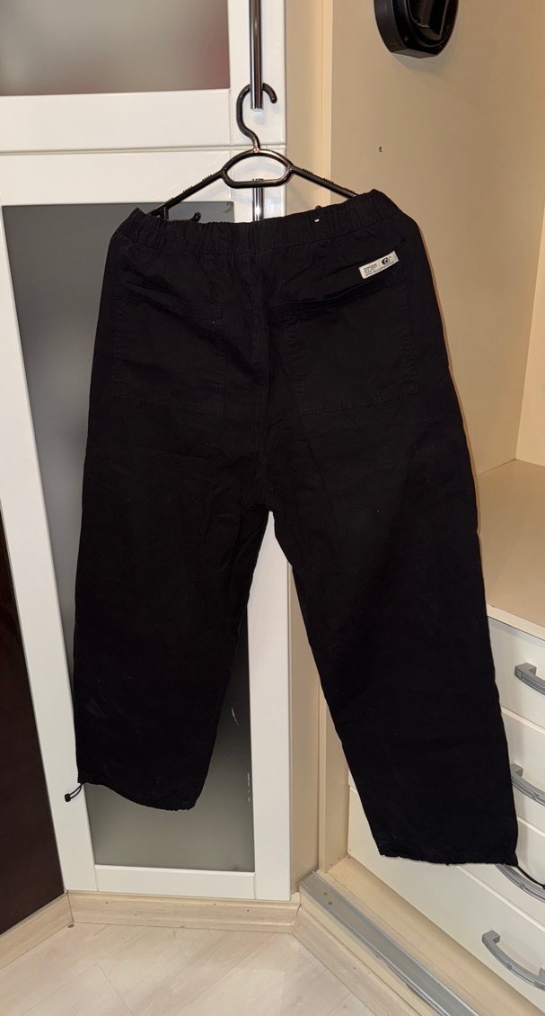 Siyah Rahat Kesim Keten Erkek Pantolon - Görsel 2