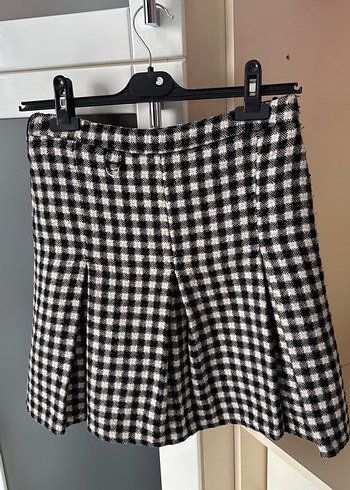 Gri Ekose Desenli Kaşe Kumaş  Mini Pileli  Etek ceket takım - Görsel 7