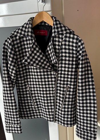 Gri Ekose Desenli Kaşe Kumaş  Mini Pileli  Etek ceket takım - Görsel 3