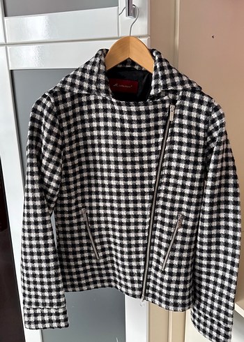 Gri Ekose Desenli Kaşe Kumaş  Mini Pileli  Etek ceket takım - Görsel 2