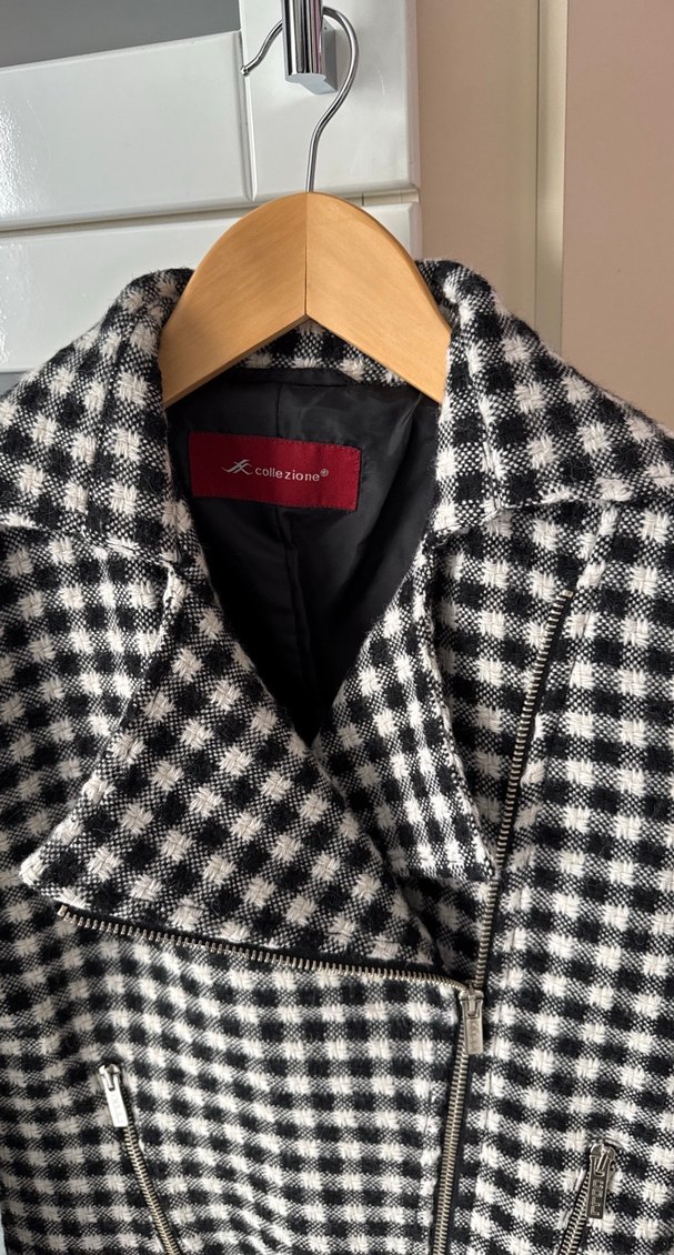 Gri Ekose Desenli Kaşe Kumaş  Mini Pileli  Etek ceket takım - Görsel 4