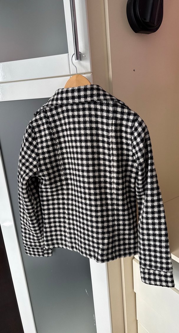 Gri Ekose Desenli Kaşe Kumaş  Mini Pileli  Etek ceket takım - Görsel 5