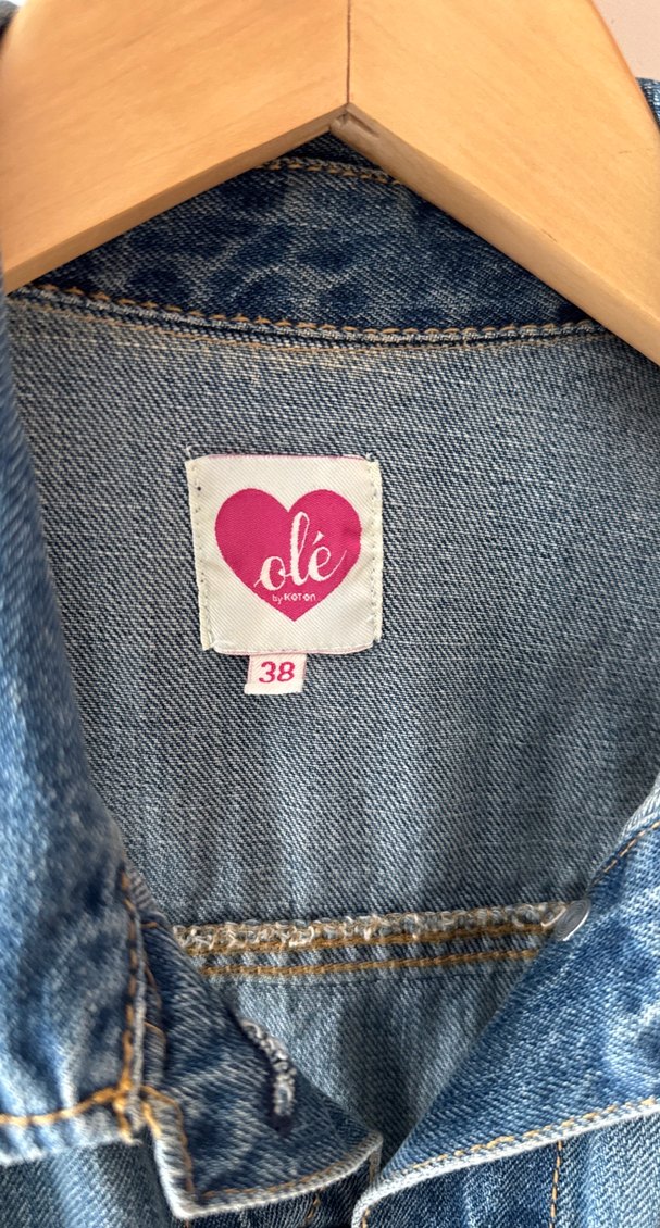 Düğmeli Kolsuz Mavi Denim Yelek - Görsel 3