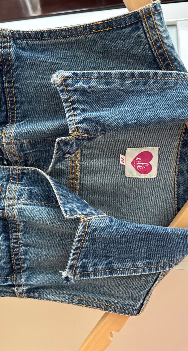 Düğmeli Kolsuz Mavi Denim Yelek - Görsel 4