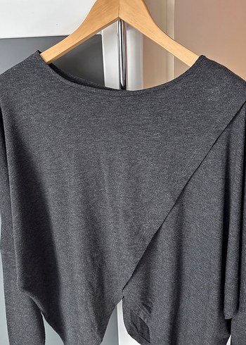 Gri Salaş Drapeli Kadın Penye - Görsel 3