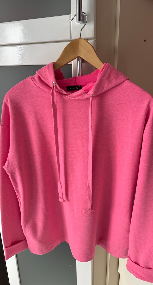 Pembe Kapüşonlu Kadın Sweatshirt - Görsel 3